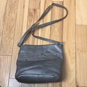 Great American Leatherworks Gray Leather Crossbody Bag